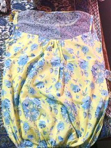 Yellow Net Detailing Top Sleeveless