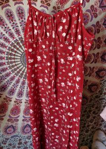 Red Floral Sleeveless Dress