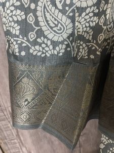 Elegant Grey Printed ready to wear Saree