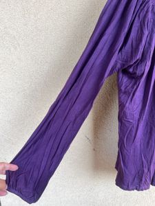 Purple Lace Trim Long Sleeve Top