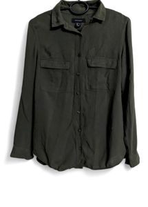 Olive Green Button-Up Top women