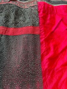 Pink Grey Saree