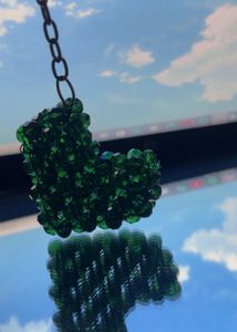 Green Beaded Heart Keychain