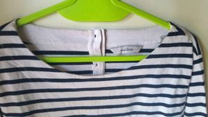 White Black Stripes Top With Frill Extender