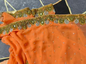 Beautiful Orange Colour Saree🧡