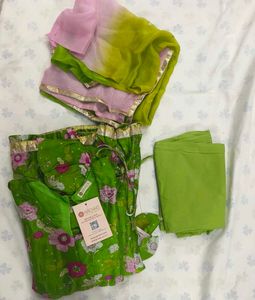 Aachho Green Chanderi Anarkali Suit Set XL