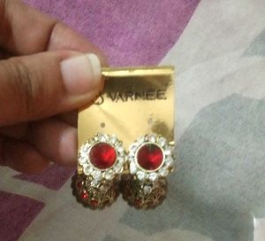 Light Weight Red Kundan Jhumki