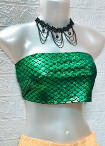 New Metallic Green Fish Scale Design Tube Top