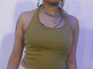 Lime Green Backless Halter Neck Top