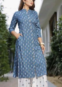 Blue Printed Kurta Set