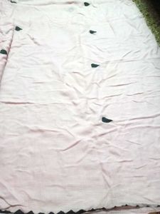 Light Pink Saree with Black Trim