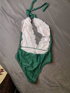 Green Lace padded bodysuit