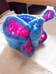 Handmade Crochet Butterfly Basket.