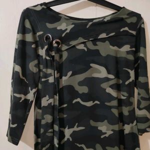 Stylish Military Print Top
