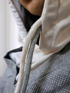 Grey Hoodie Double Drawstring