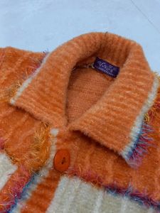 Orange Embellished Cardigan