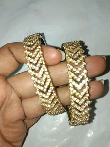Glimmering Stones Metal Designer Bangles