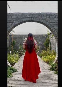 Pintrest Princess Having Cancan Red High-Low Dress