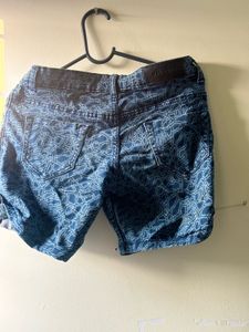 Patterned Denim Shorts