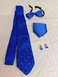 royal Blue Tie,bow,Pocket Square & Cufflinks Combo