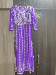 Georgette Chikankari Embroidered Anarkali kurti