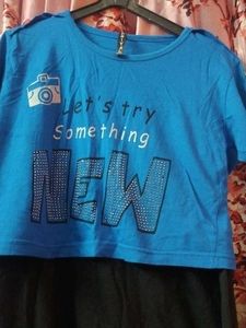Sparkly &#39;NEW&#39; Blue Crop Top &amp; Skirt Dress