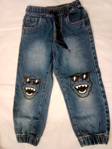 Kids' Fun Monster Knee Patch Denim Joggers
