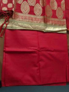 Red Banarasi dress material
