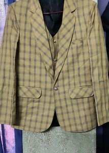 Boys Coat Suit Set With Shirt Checkered