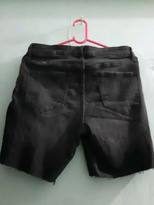 Black denim shorts