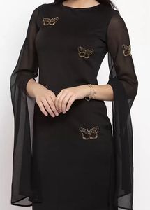 Kasually Black Butterfly Sleeve Dress
