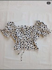 Heart Print Crop Top