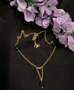 Handmade Gold &amp; Emerald Green Beaded Necklace