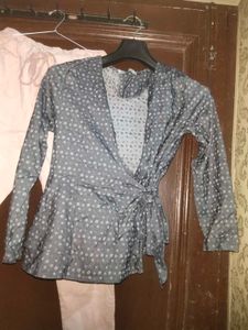 Combo Of Korean Wrap Top And Pants