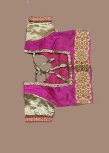 Pink &amp; Gold Readymade Saree Blouse