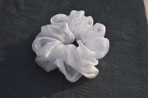 White, Black And Purple Organza Scrunchies
