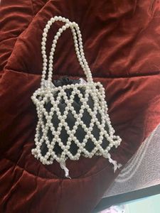Pearl Beaded Black Designer Party Bag/ Clutch