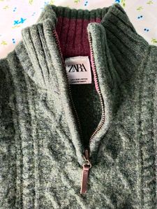 ZARA (original) PURL KNIT QUARTER-ZIP SWEATER