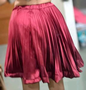 Burgundy Pleated Skirt