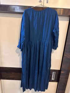 Blue Embroidered Cotton Kurta With Bottom