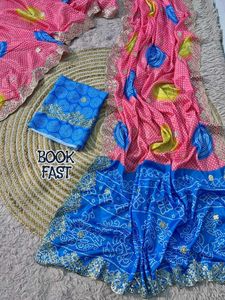 Elegant Blue &amp; Red Saree