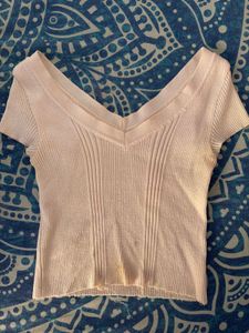 Ribbed V-Neck Crop Top