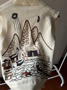 Embroidered Spring  Creamish White VEST