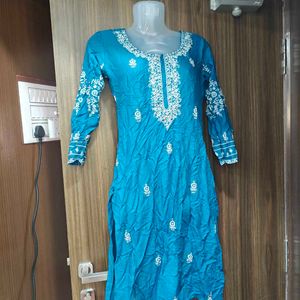 Elegant Blue Embroidered Kurti