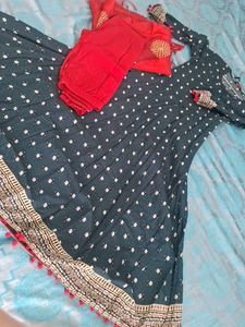 Elegant Polka Dot Anarkali Kurta Set M size