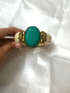 TURQUOISE Bone Mosiac Vintage Statement Bangle
