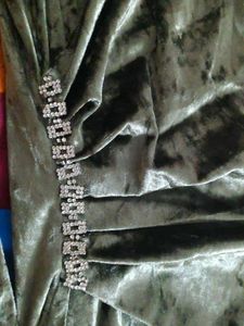 Olive Green Velvet Mini Dress