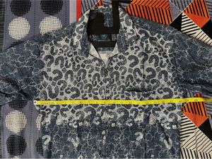Blue Cotton Shirt For Men With Lightning Print