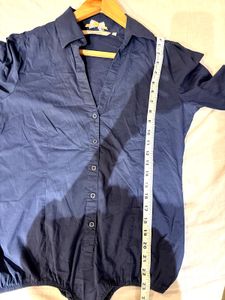 Navy Blue Button-Up Bodysuit