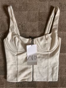 Zara Cream Denim Corset Top